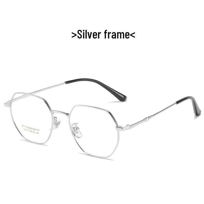 Unisex Polygonal Titanium Eyeglass Frame for High Prescription Myopia with Anti-Blue Light (Model 2275)
