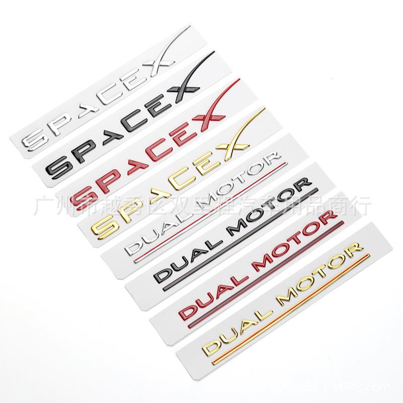 For Tesla Model 3 Y S X DUAL MOTOR Emblem 3D SPACX emblem Accessories Underlined Letters Logo Performance Badge Trunk Sticker