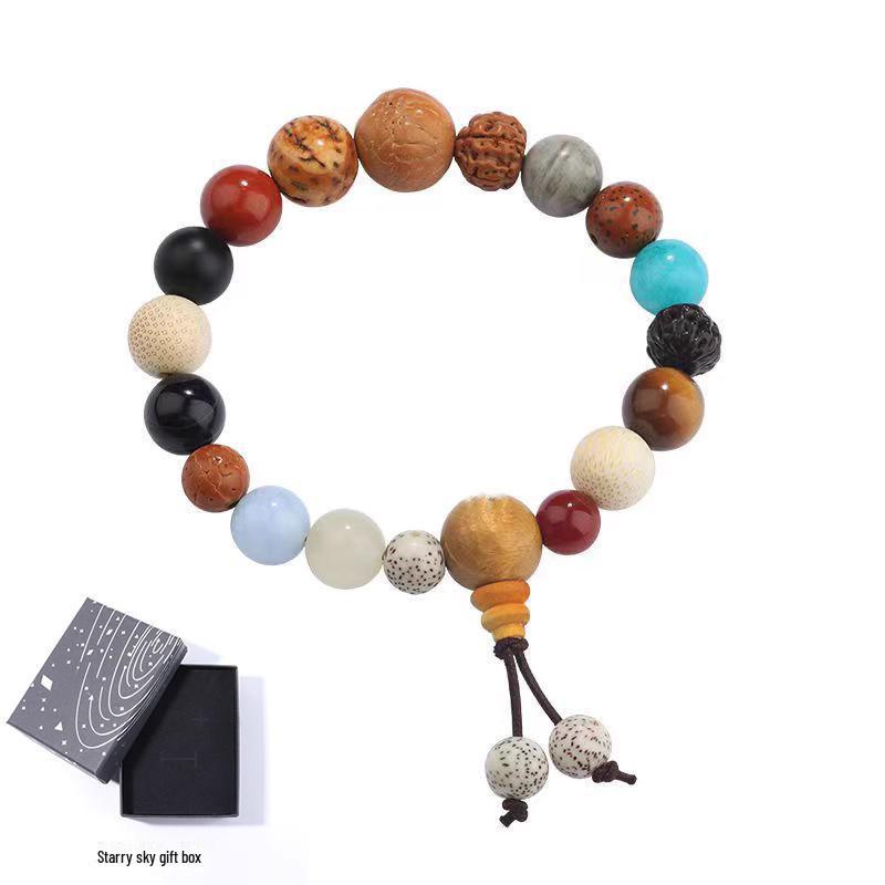 Brățară Putuoshan Zodiac Margele Bodhi - Design 18 Semințe Stea și Lună pentru Bărbați și Femei