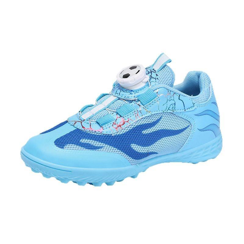 New rotary buckle children's mesh football shoes broken nails boys and girls lace-up free sports shoes spot straight hair