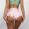 Damen Hohe Taille Einfarbig Rüschenbesatz Yoga-Shorts Enganliegend Po-Lifting Lässig Dritte Shorts Übergröße Sportliche Unterteile