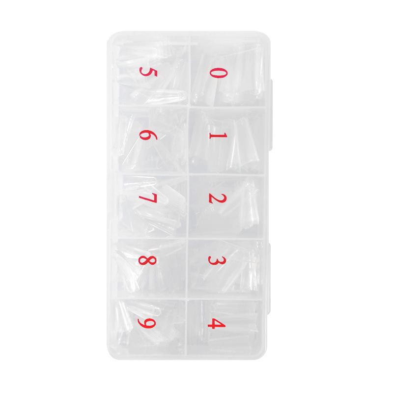 Denim French Flat Head False Nails, Natural Color, 500-Piece Set in Transparent Box