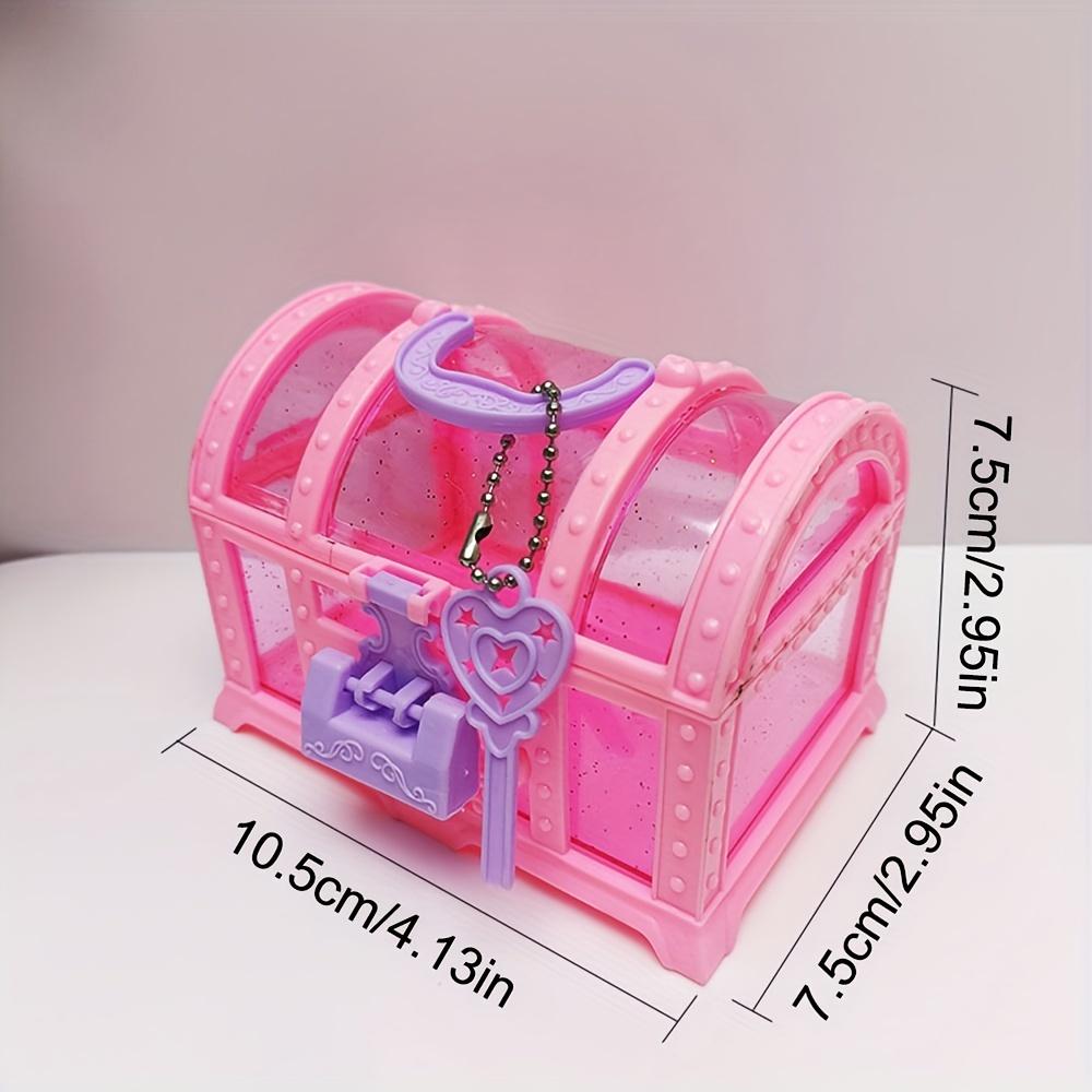 1 buc Cutie de Machiaj Drăguță Roz/Mov, Cutie de Jucării din Plastic cu Lacăt, Cufăr cu Comori Cutie pentru Bijuterii, Cutie Ornament Decorativă Fete Dressing