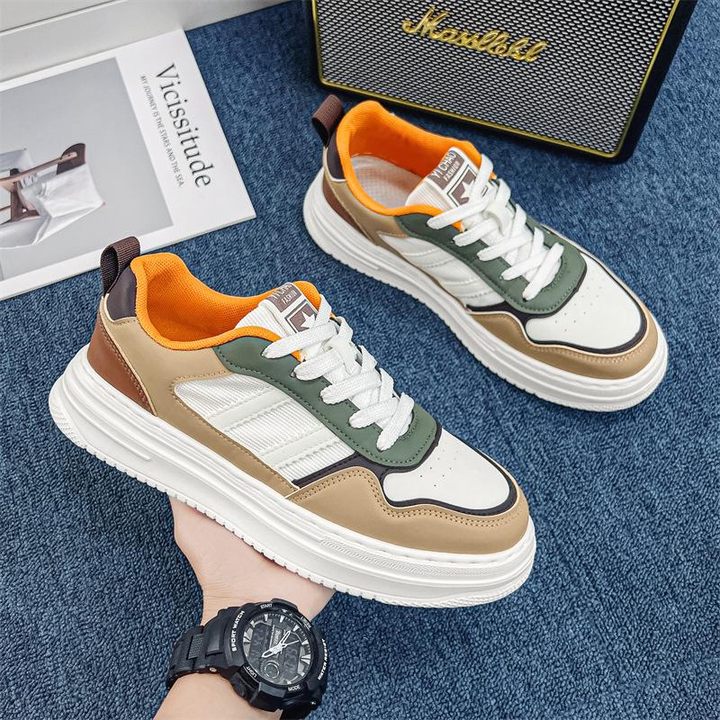 

[Cold sticky foam sole] Sports and leisure men s shoes low-top thick-soled breathable versatile fashion ins trendy men s shoes Y7 44 хакі