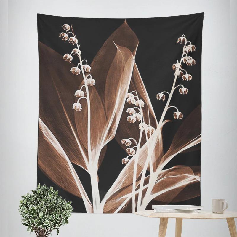 Simple Golden Floral Decorative Tapestry Home Wall Decor Office Living Room Tapestry