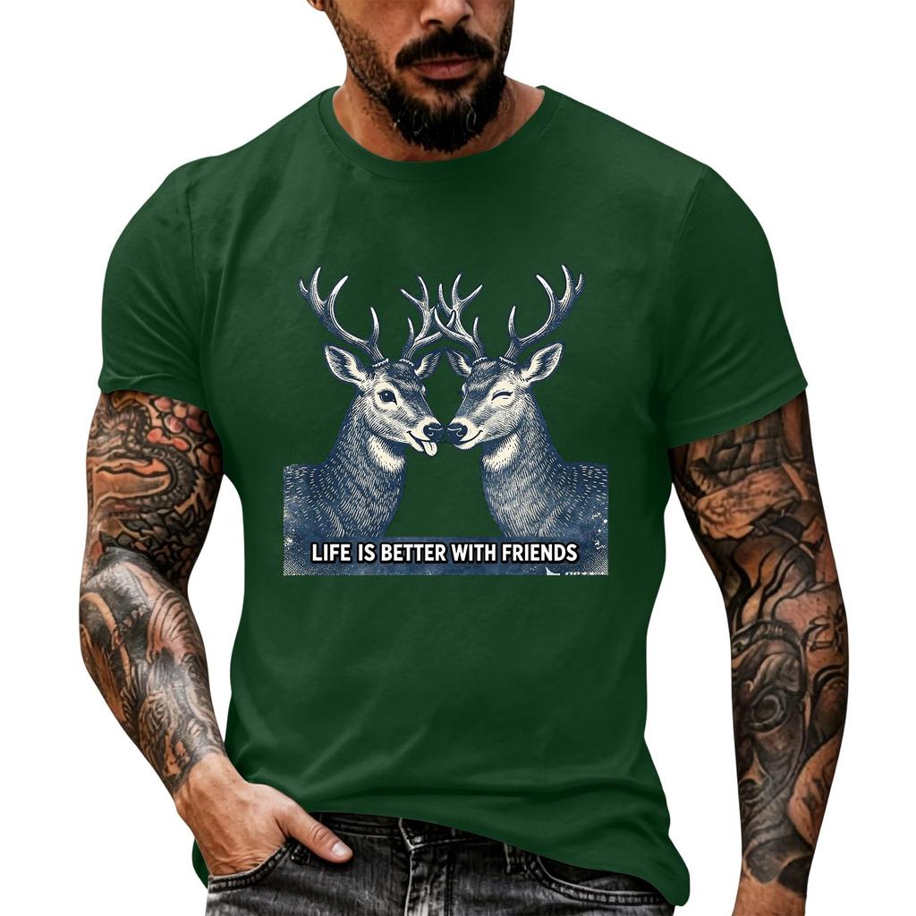 Herren Lustiger Tier-Spruch Print Vintage T-Shirt, Locker Atmungsaktiv Sommer Freizeit Oberteil