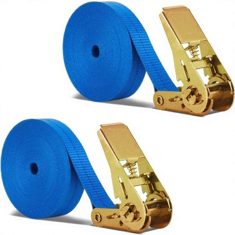

Set of 2 BetterJonny Lashing Belts, 25mm Wide, 800kg Load Capacity, Ratchet Belt, 15m Spool, Compatible with Answer Cargo Tie-Down Lashings