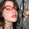 Women Retro Oval Glasses Y2K Japanese and Korean Girls Red Green Frame Glass Eyewear Decorative Computer Anti-blue Eyeglasses