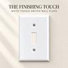 Wall Cover Plate for a Single-Gang Position, Smooth White Molded Face with a Central Lever Opening and 2 Included Mounting Screws for Placement