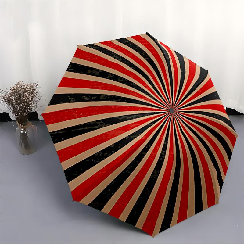1pc Sunburst Pattern Automatic Folding Umbrella - Design, Durable Iron Frame for Travel, Outdoor, Beach Fashion Accessory a0920041