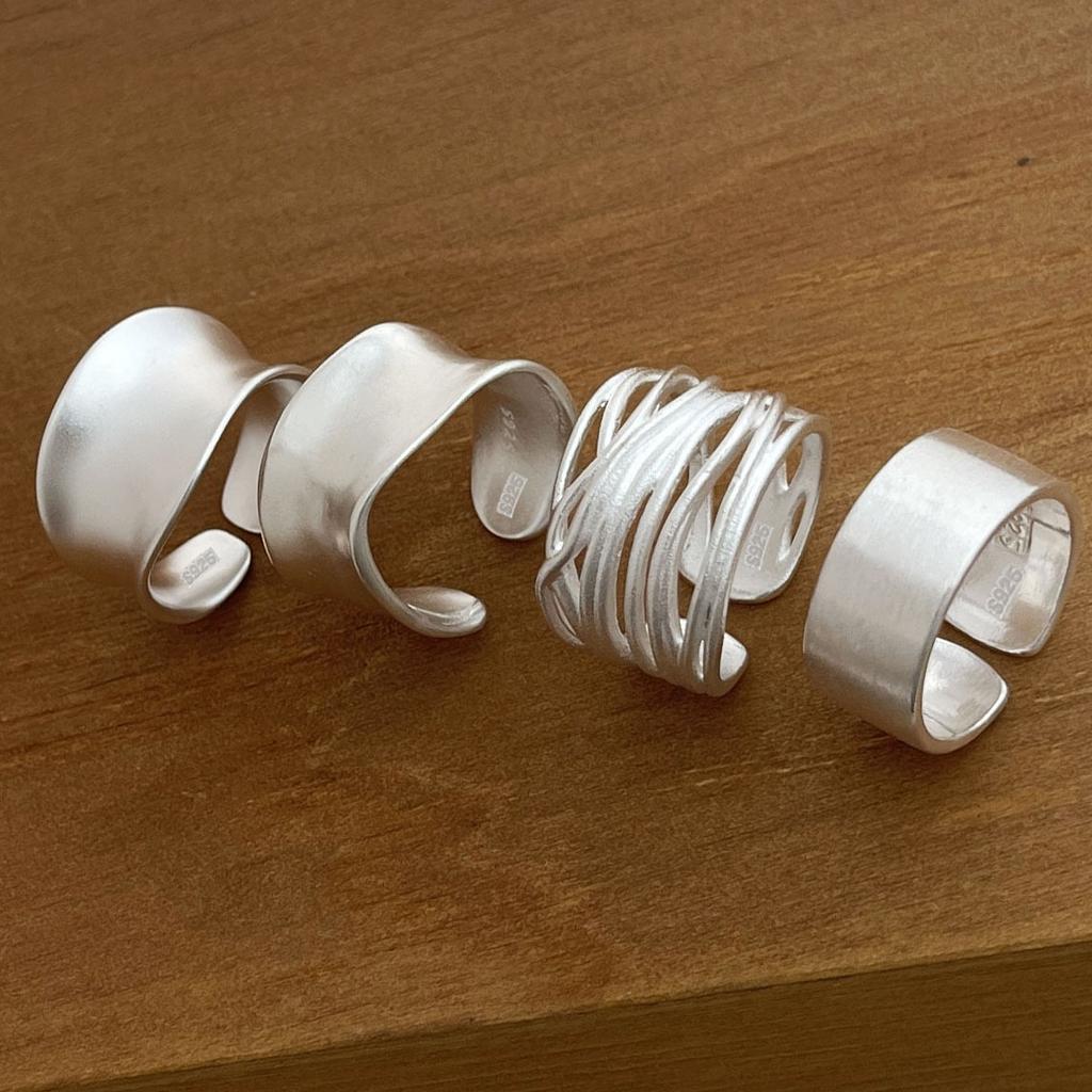 925 Sterling Silver Rings for Women Couple Minimalist Handmade Simple Shinning Inter Ring Set Party Jewelry Gift Prevent Allergy