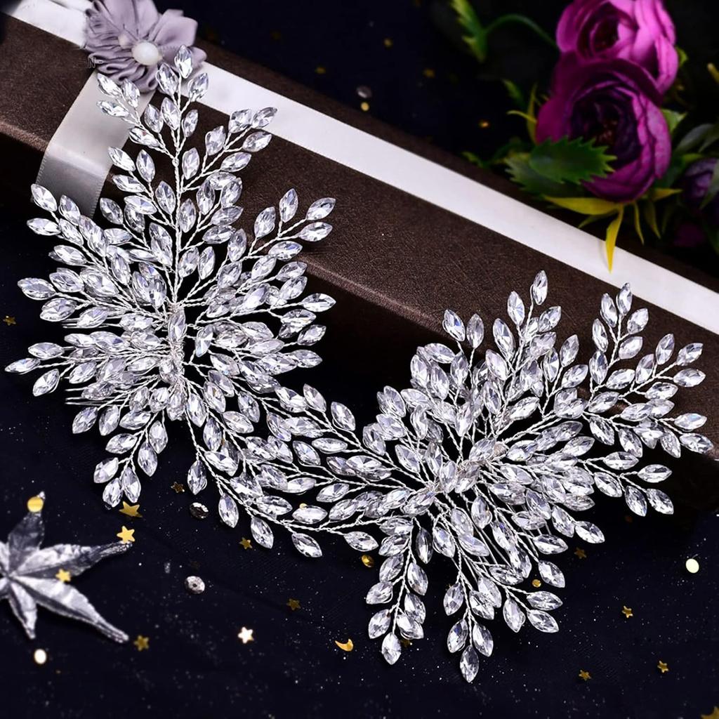 Bridal Wedding Hair comb Wedding Headpiece for Bride Rhinestone Wedding Headband Crystal Hair Accessories for Women and Girls (Silver), one size