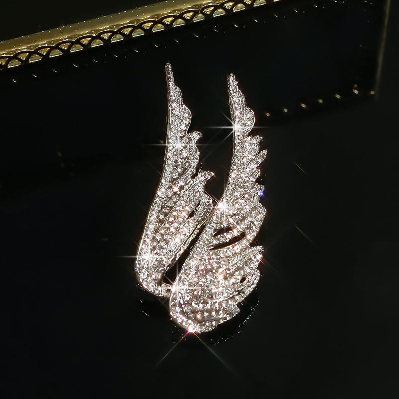 Trendy Rhinestone Angel Wings Brooch