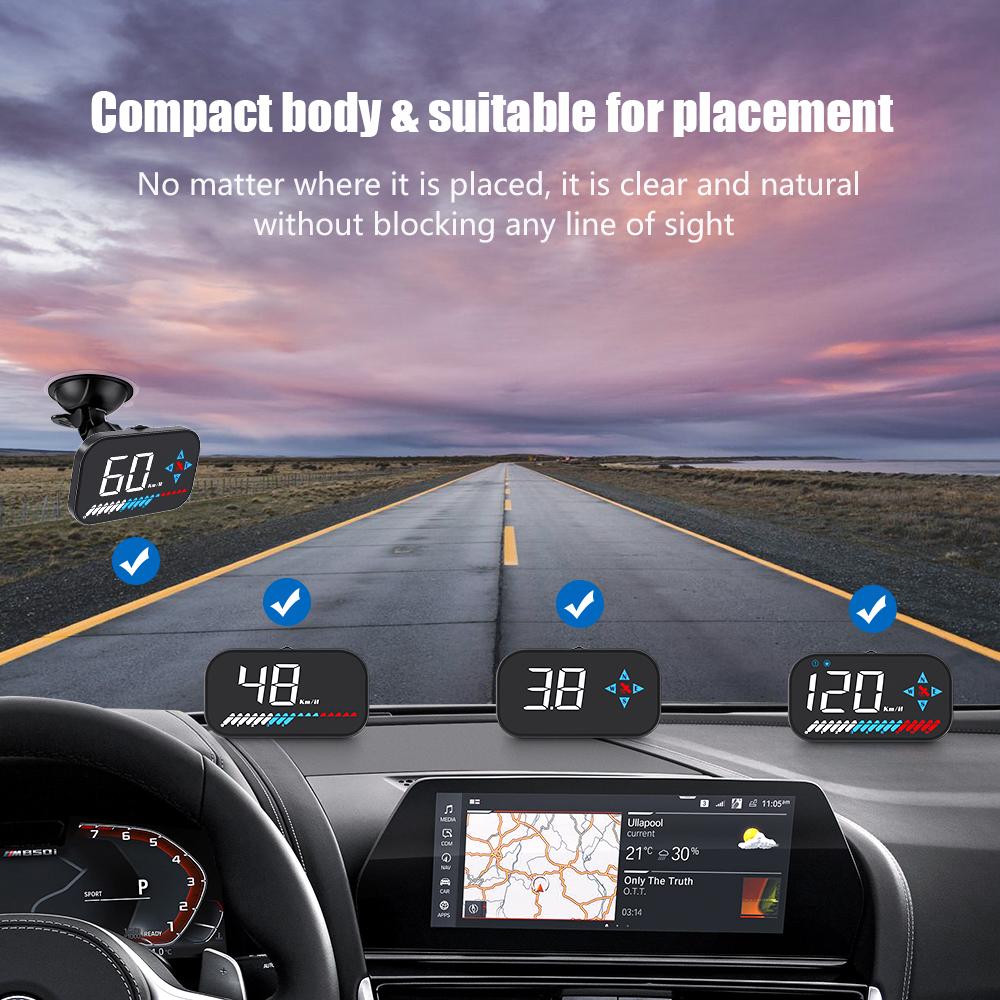 ZQKJ GM7 Head Up Display GPS for All Cars Security Alarm HUD Speedometer Auto Digital Speed Odometer Compass Gauges Accessories