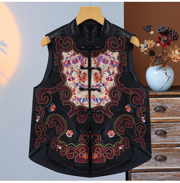 Women's Retro Stand Collar Frog Button Embroidered Vest - Spring 24 Ethnic Style