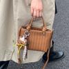 Korean Niche High Sense Fashion Bucket Bag New Internet Celebrity Woven Commuter Messenger Bag Retro Portable Shoulder Bag