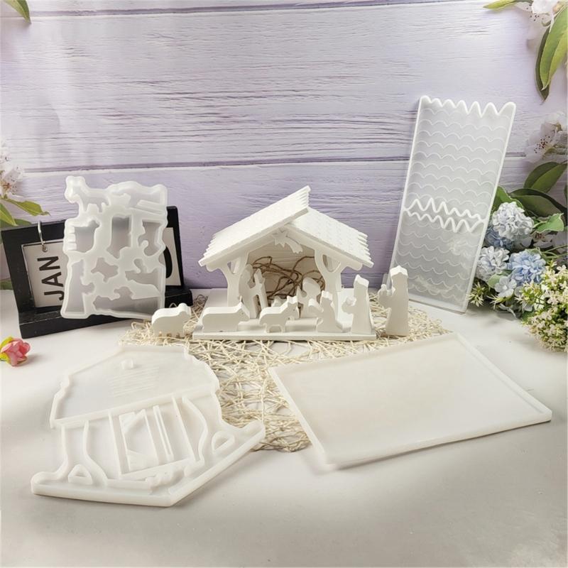 Forma na stolní ozdobu Flexibilní silikonová forma pro Narození Páně Dům Domácí dekorace Sádrové formy Potřeby pro výrobu šperků