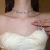 Elegante Conjunto de Joias Gota de Strass Estilo Francês: Colar e Brincos de Luxo para Mulheres
