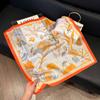 Simulated silk women's small square scarf, Korean cashew nut leopard print small silk scarf, headscarf, four-season scarf, professional scarf.