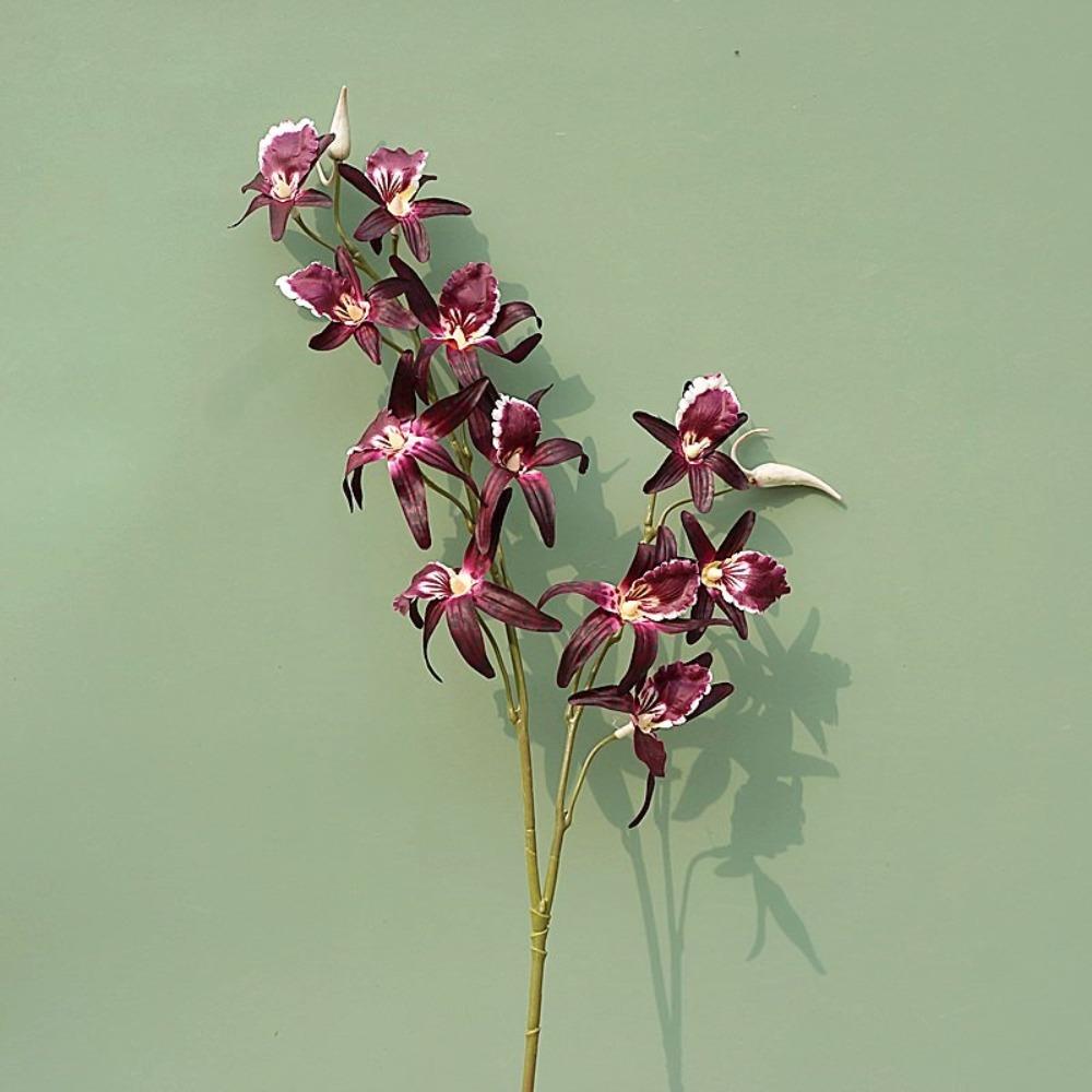 2 Fork Artificial Dendrobium Branch Realistic Handmade Simulation Orchids Real Touch Exquisite Fake Flowers Wedding Party Decor