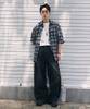 Beokeuldaun Oversized Graphic Check Shirt (Mixed Grey)