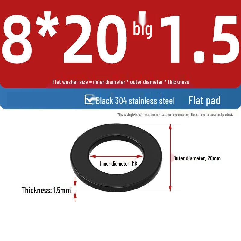 Ultra-Thin Black Zinc-Plated Stainless Steel Flat Washer (M2-M20)