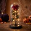 Halloween Decorative Preserved Flower Glass Dome With Black Rose Skull Ghost King Pumpkin Party Gift