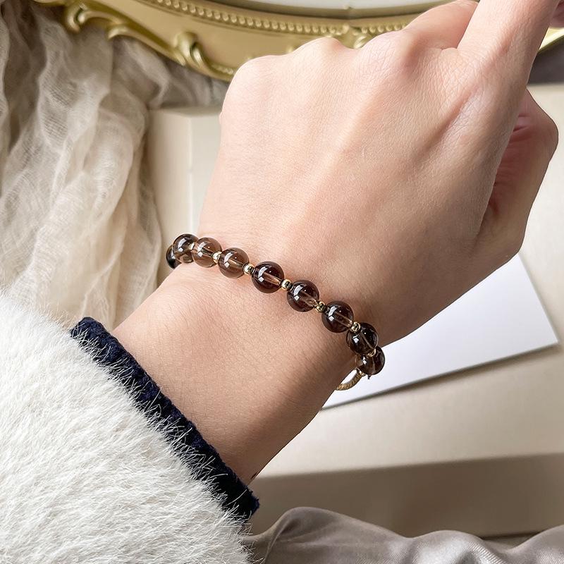 Faceted Smoky Quartz & Gray Moonstone Bracelet - Niche Design for Women, Perfect Gift for Friends.