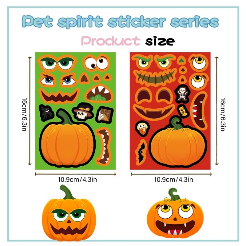 24pcs Creative Halloween Pumpkins Stickers For Tablets Phone Laptop Decoration Reusable PVC Safe For Kids DIY Project