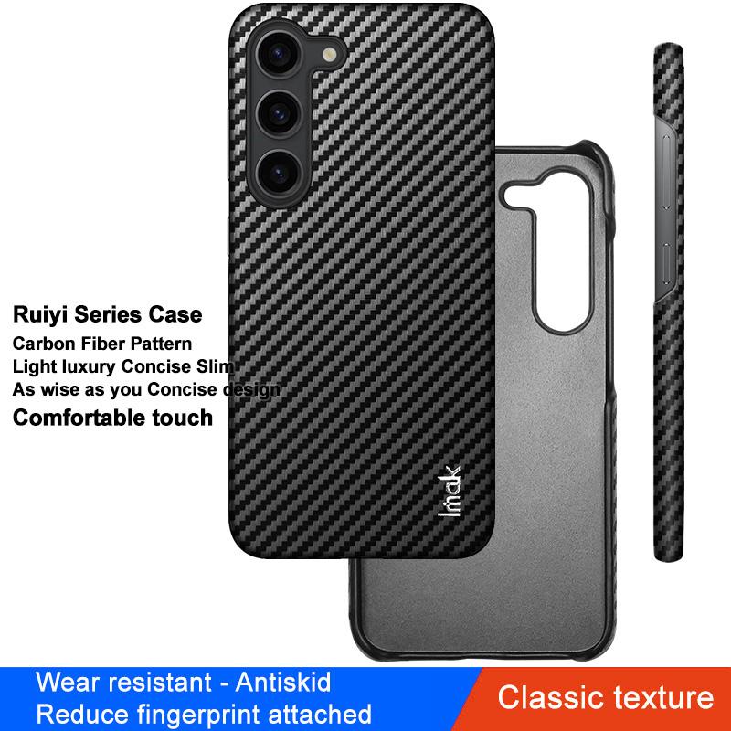 IMAK Ruiyi Series for Samsung Galaxy S23 PU Leather+PC Phone Case Carbon Fiber Texture Back Cover