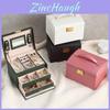 Leather Jewelry Box With Lock And Mirror For Gift Jewelry Storage