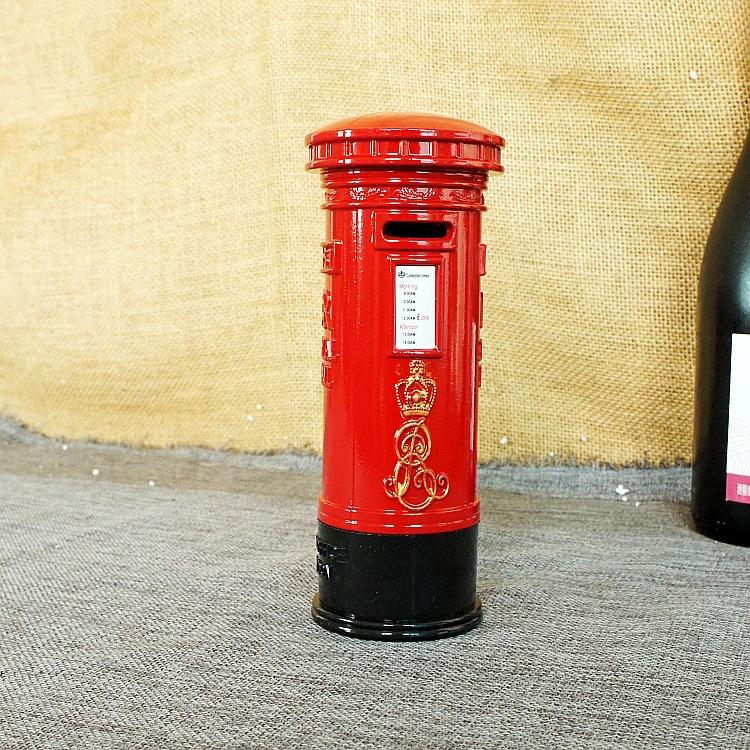 Vintage Style Post Box Piggy Bank - Elegant Metal Coin Collector & Decor
