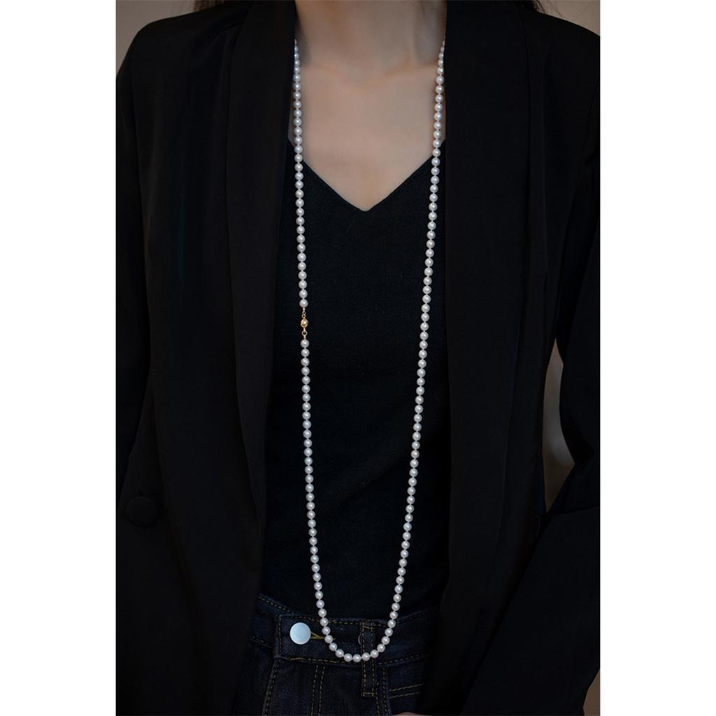 Tooxika Fashionable Temperament Multi-layer Stacking Magnetic Clasp Pearl Necklace Long Light Luxury Jumper Chain Accessories Necklace