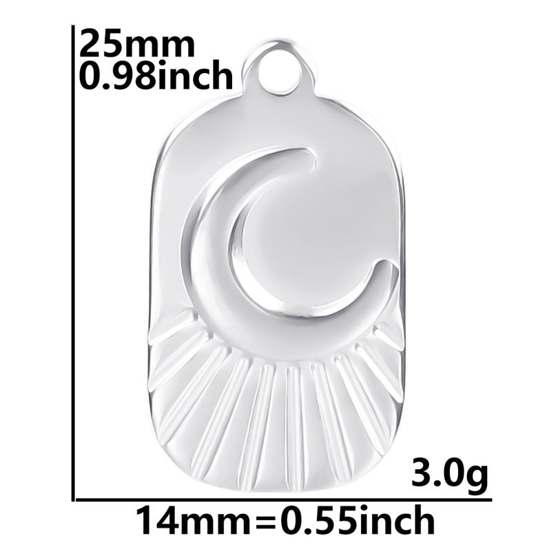 100% Stainless Steel Charms For Jewelry Making Supplies Moon Pendant Star Sun Fashion Accessories Rectangle Round Charm Breloque