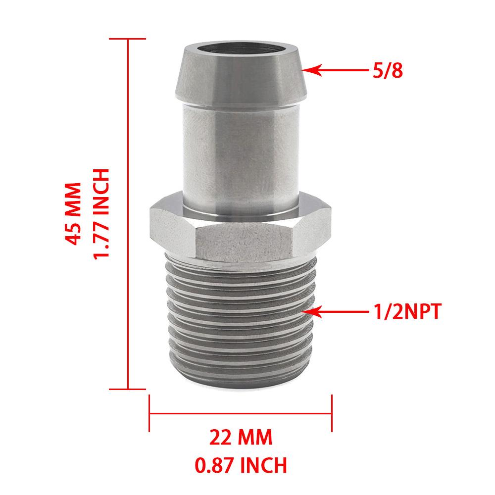 1/2 Npt Thread - 5/8 Hook Connector - Suitable for Chevrolet Vehicle Intake Manifold Heater Hose Connector Fuel System Fittings7