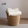 Garden Plant Display Baskets Woven Seagrass Pot with Handle, Built-in Plastic Film Lining Sustainable Straw Planters Storage Basket, Natural