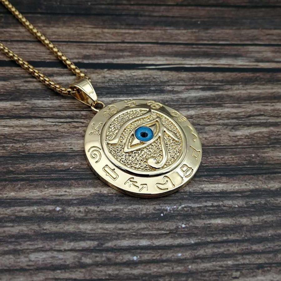 Horus Eye Necklace Titanium Steel Eagle Head God Eye Pendant Jewelry Accessories Chinese Production Necklace Jewelry