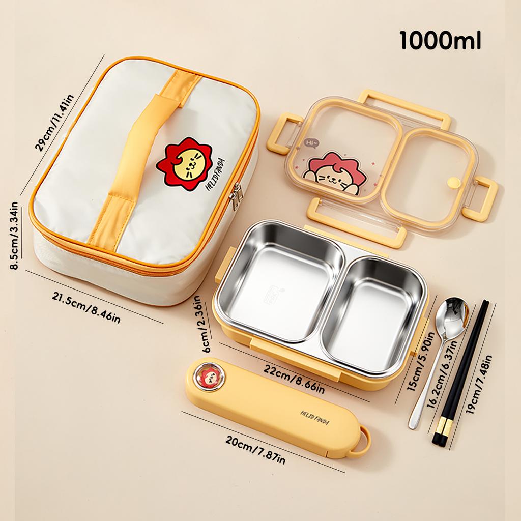 2/3 Grids Portable Divided Bento Box Microwave 304 Stainless Steel Lunch Box For Children Student Leak-proof Lunch Container