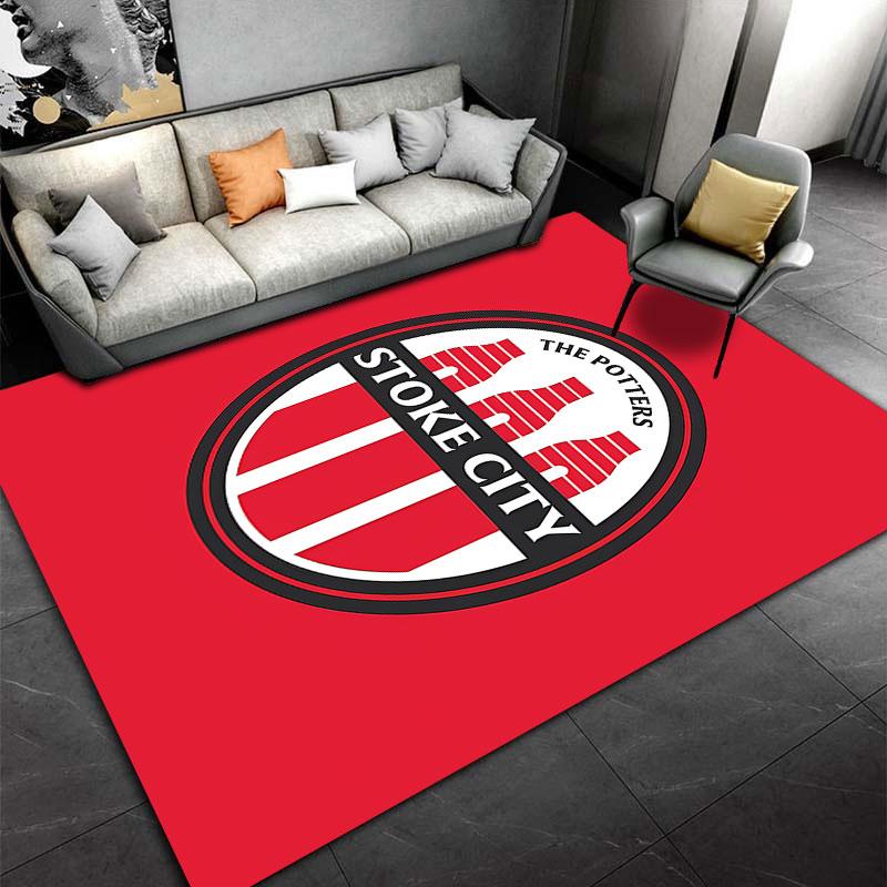 Red Stoke City Logo Carpet suitable as a non-slip mat for the living room or bedroom sofa