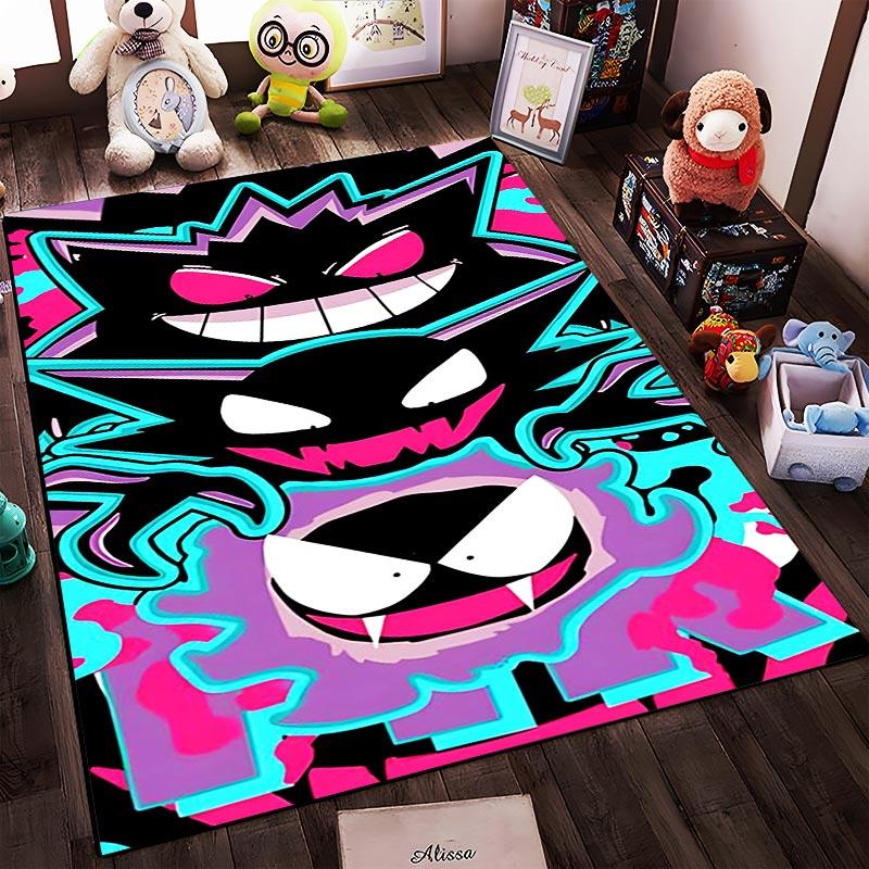 Colorful Cartoon Style Rug with Bold Graffiti Monster Design Artwork Suitable for Use As an Anti-slip for Living Room Bedroom Sofas