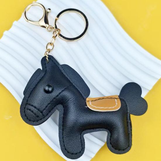 Yousheng Keychain Pendant Synthetic Leather Horse Charm Keyring with Rope Vibrant Colors Key Holder Bag Accessory