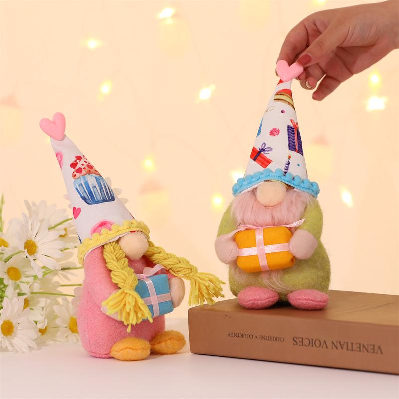 Cross New Faceless Gnome Rudolph Valentine's Birthday Doll Window Display Ornament.