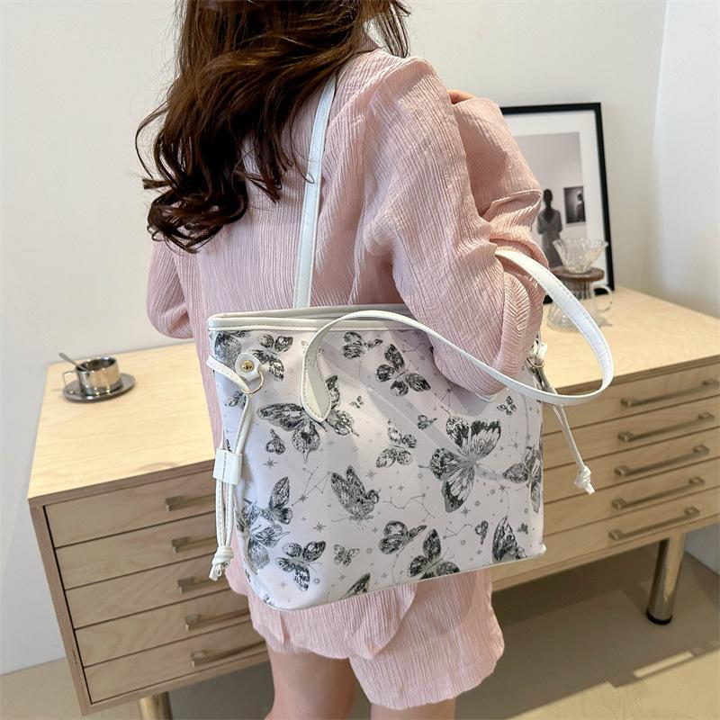 Shoulder Bag Butterfly Casual Bag Women's Large Capacity Crossbody Summer Casual College Student Class Tote Bag