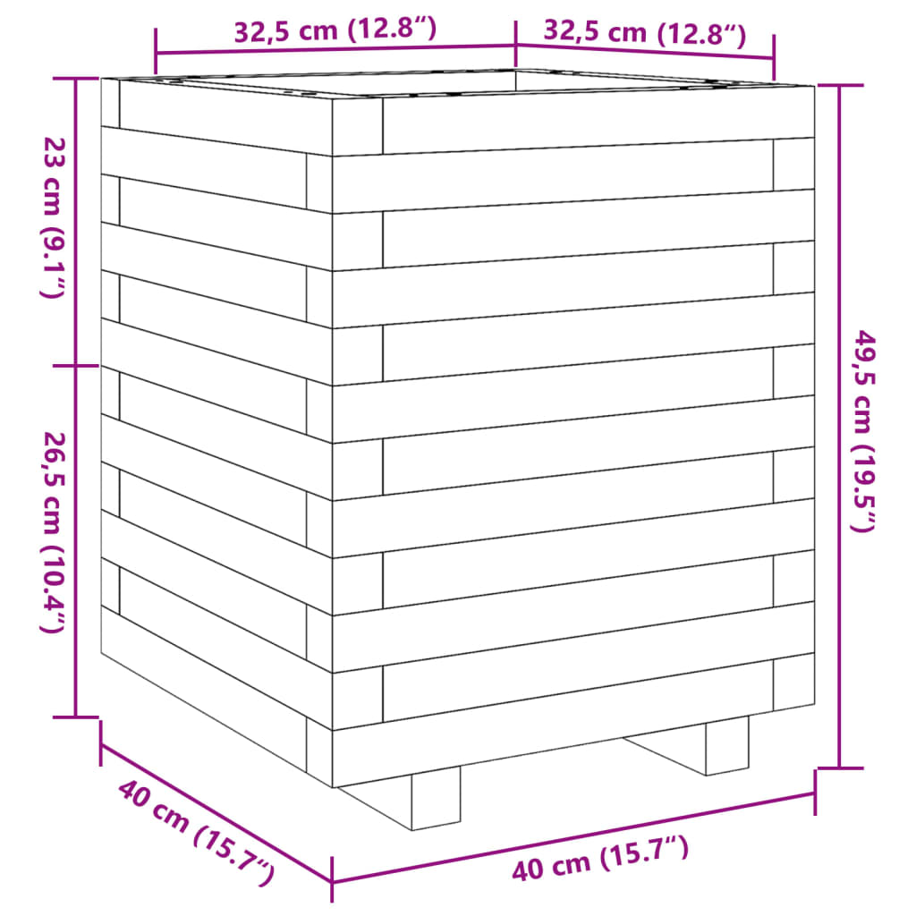Blumentopf 40x40x49,5 cm Massives Douglasienholz