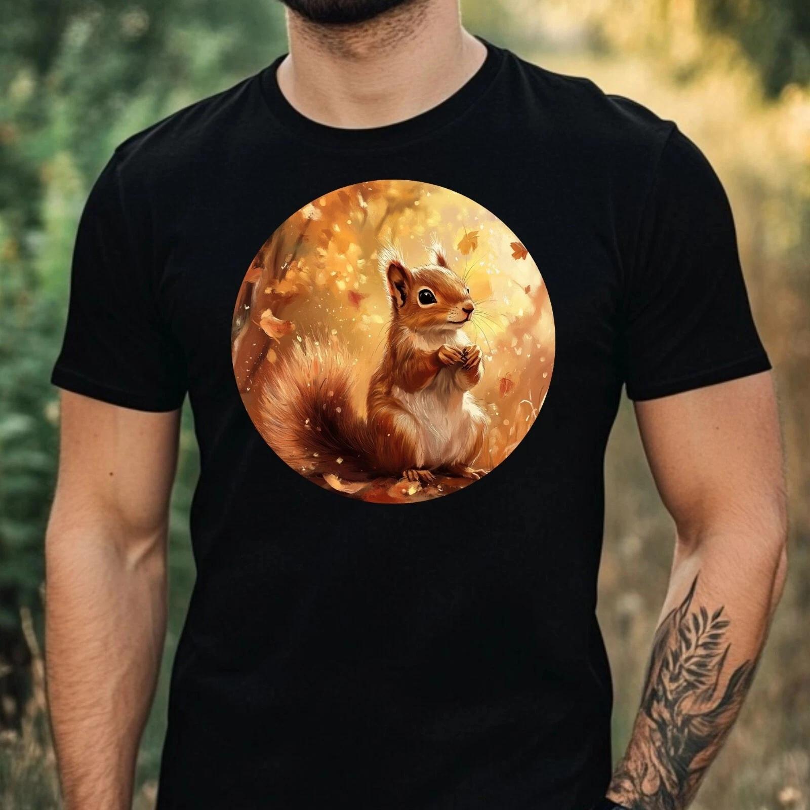 T-Shirt Herren Eichhörnchen Portrait Motiv Baumwolle Größe XS bis 5XL XXL