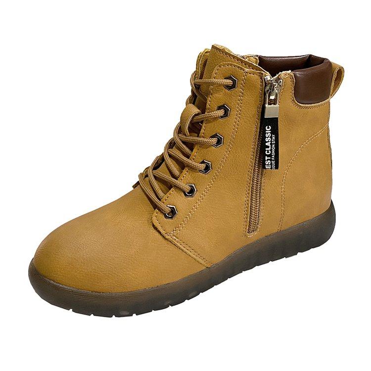 Dámské 2025 Jarní/Podzimní Ležérní Kozačky - Kotníkové Nazouvací Kozačky s Kulatou Špičkou a Bočním Zipem | Měkká Protiskluzová Podrážka