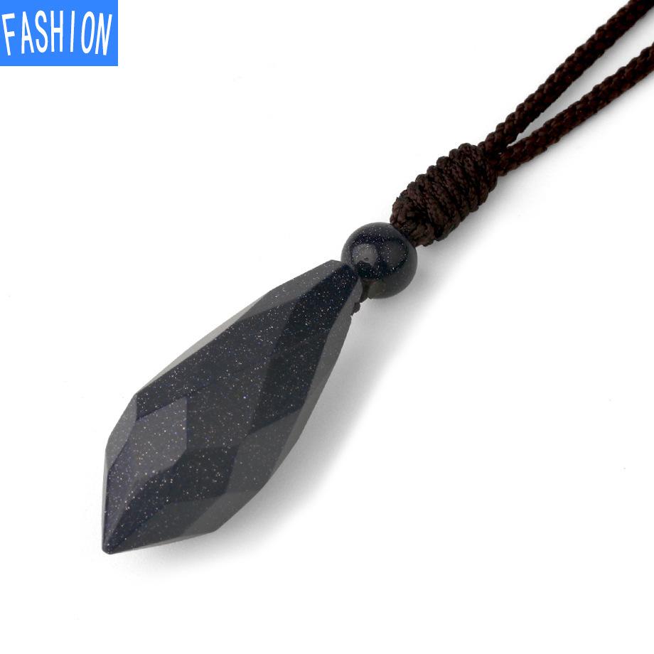 

Ожерелье из натурального хрустального камня небольшого сечения в форме капли с подвеской из порошка и кристалла, простое тканое ожерелье из веревки obsidian
