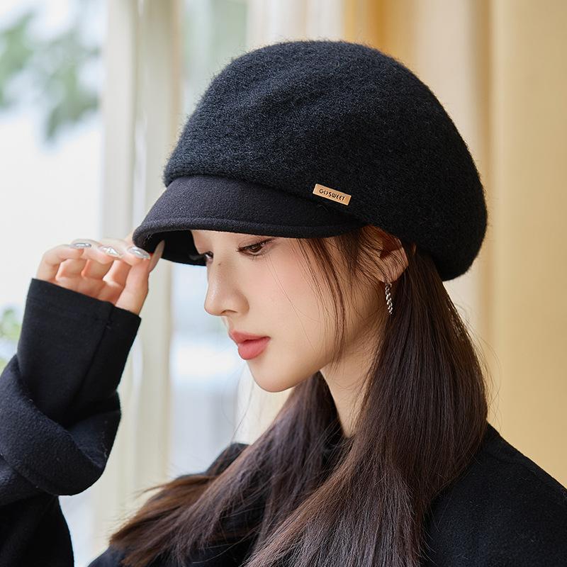 Autumn and winter hat women's velvet warm duck tongue bucket hat retro fashion versatile washbasin hat