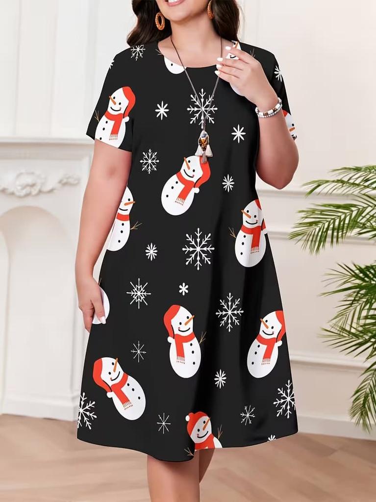Fashion 3D Print Summer Dress Loose Casual Short Sleeve O-Neck Mini Dress