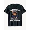 Men's Funny Cat Graphic T-Shirt, Short Sleeve Crew Neck Soft Cotton Tee with Hoodie Cat Print for Casual Wear or Gift Idea